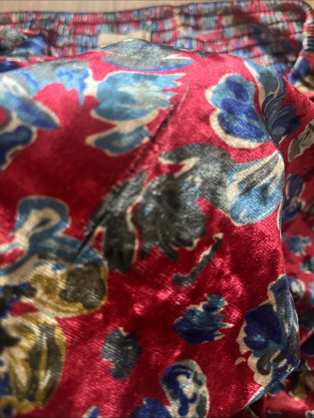 Natural Life Lisa Velvet Maxi Skirt - Red Blue Floral - Picture 7 of 12